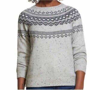Weatherproof  Fair Isle Vintage Women's Heather Grey  Sweater Size Medium
